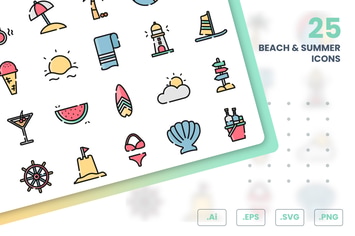Beach and Summer Icons Set