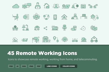 45 Remote Working Icons