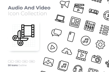 Audio and Video Outline Icon