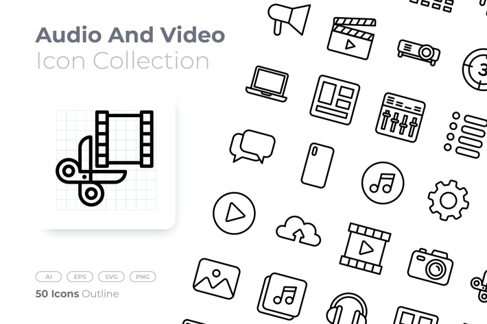 Audio and Video Outline Icon