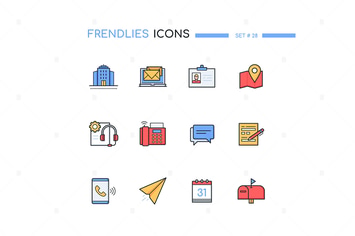 Contact us - modern line design style icons set