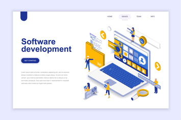Software Development Isometric Landing Page