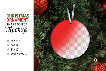 Christmas Tree Circle Ornament Mockup