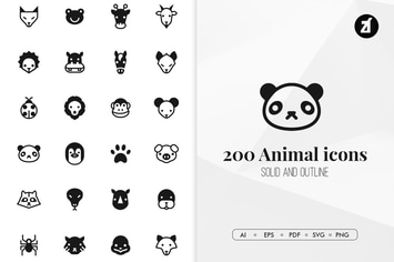 200 Animal minimal icons