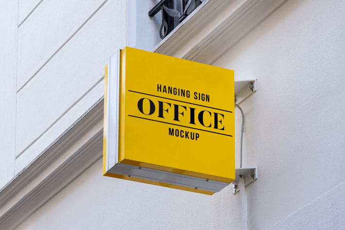 Outdoor Hanging Logo Sign Mockup #8