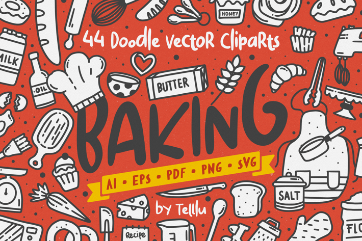 Baking Doodle Vector Clipart
