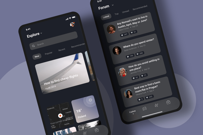 Feed and forum - Dark Mode (iOS)