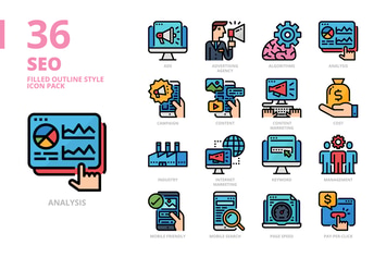 SEO Filled Outline Style Icon Set