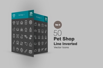 50 Pet Shop Line Inverted Icons