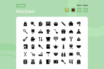 Kitchen Glyph Style Icon Pack