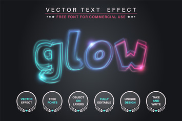 Quivering glow - editable text effect, font style