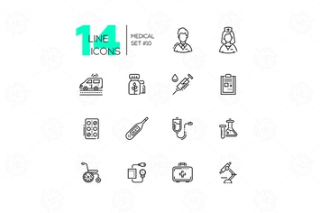 Medical Equipment - line icons set