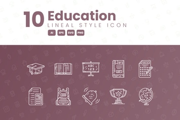 10 Education Detailed Icon Collection