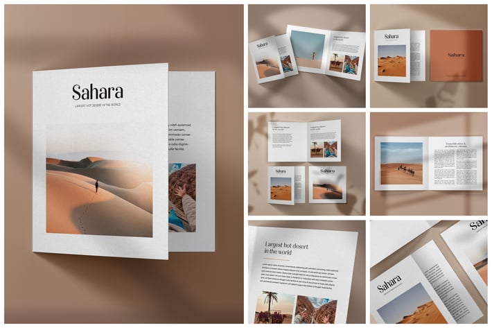 Square Bifold Brochure Mockup Set
