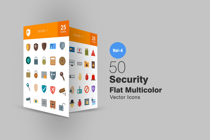 50 Security Flat Multicolor Icons