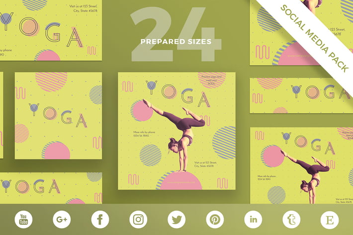 Yoga Workout Social Media Pack Template