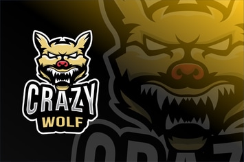 Crazy Wolf Esport Logo Template