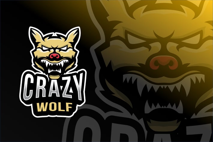 Crazy Wolf Esport Logo Template