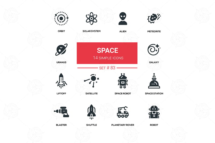 Space concept - line design icons set