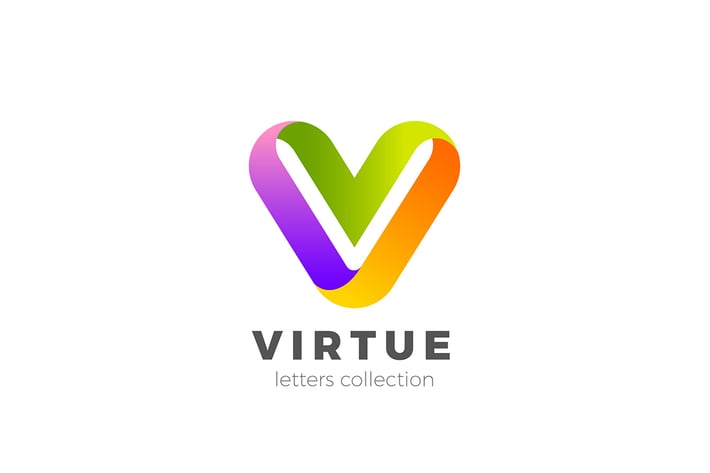 Letter V Logo design 3D Ribbon style