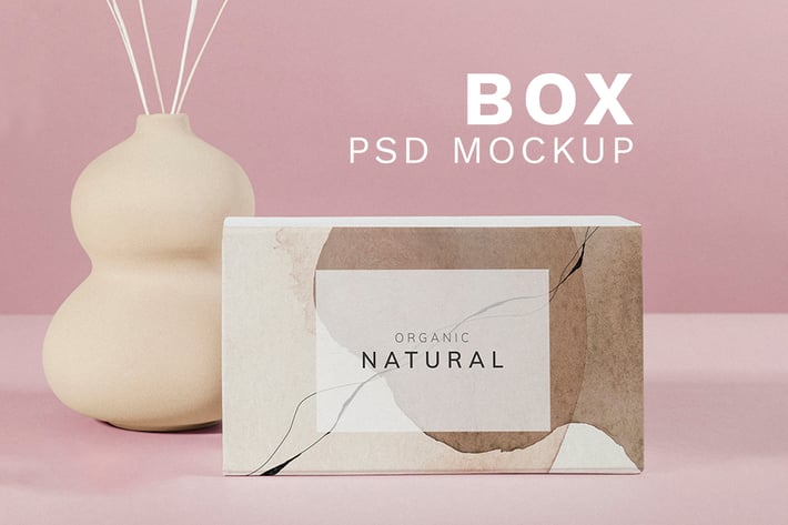 White box mockup design on pink