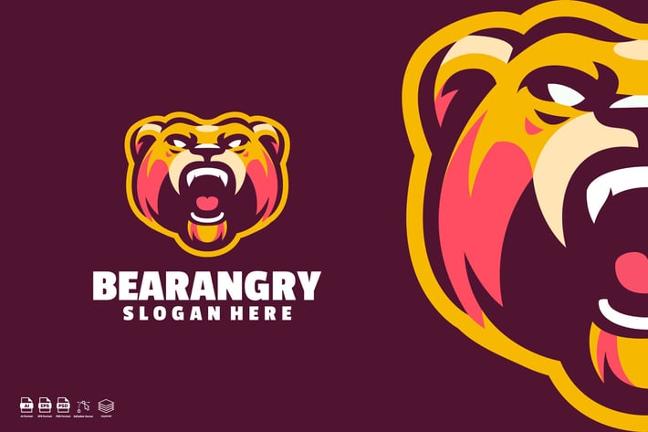 Bear angry logo template