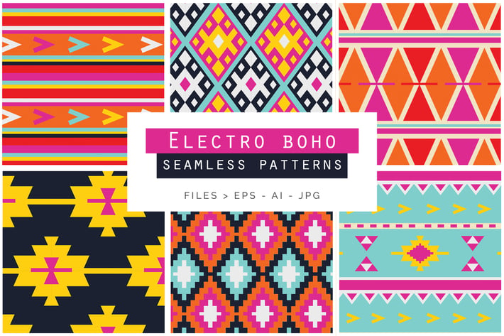 Electro Boho Seamless Vector Patterns