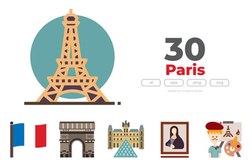 30 Paris with love Icons - FLAT
