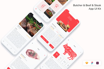 Butcher & Beef & Steak App UI Kit