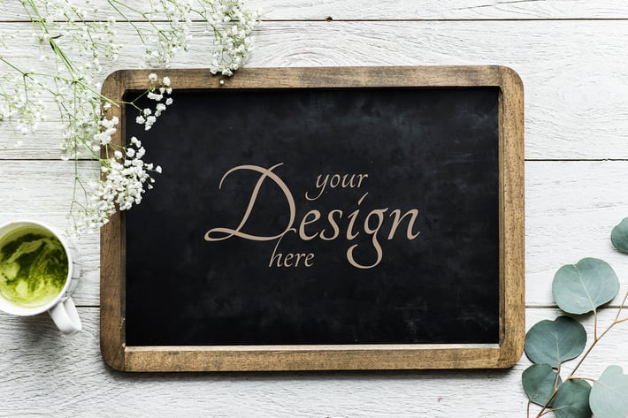 Aerial view of black board mockup