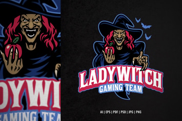 Lady witch hold apple e-sport logo