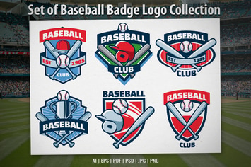Set of Baseball Badge Design Collection