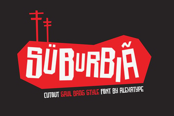 SUBURBIA - cutout saul bass style font