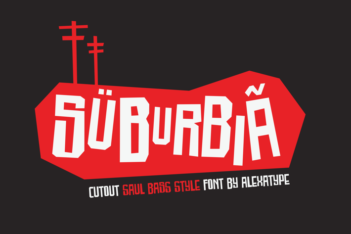 SUBURBIA - cutout saul bass style font