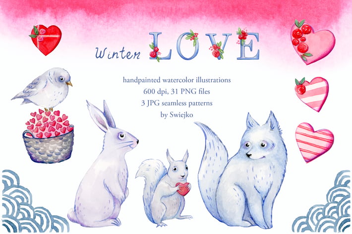 Winter Love, valentines day clipart