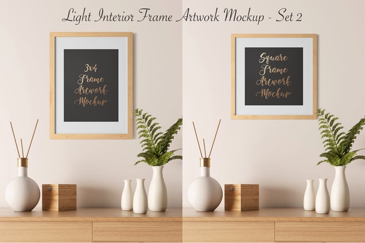 Light Interior Frame Artwork Mockup - Set 2