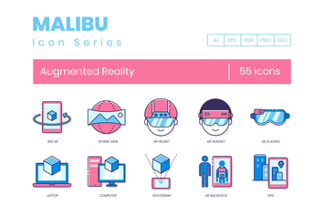 55 Augmented Reality Line Icons