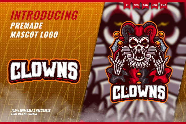 Crazy Clown - Mascot Esport Logo Template