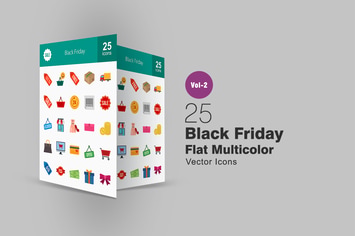 25 Black Friday Flat Multicolor Icons