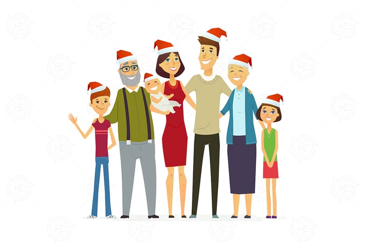 Family on Christmas - modern vector illustration