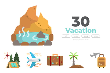 30 Vacation Icons - FLAT