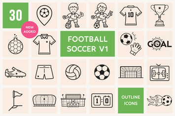 Soccer / Football Outline Icons Volume 01