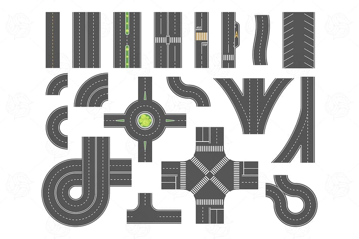 Road map toolkit - set of vector city elements