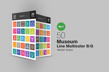 50 Museum Line Multicolor B/G Icons