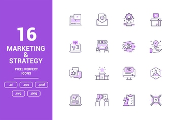 Marketing and Strategy Color Vector Line Icons