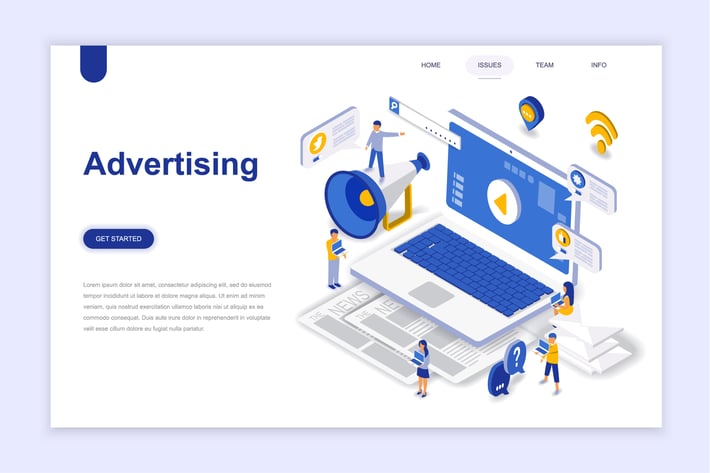 Advertising and Promo Isometric Landing Page