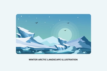 Winter Arctic Landscape Vector Illustration