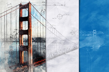 Architecture Sketch and Blueprint Photoshop Action