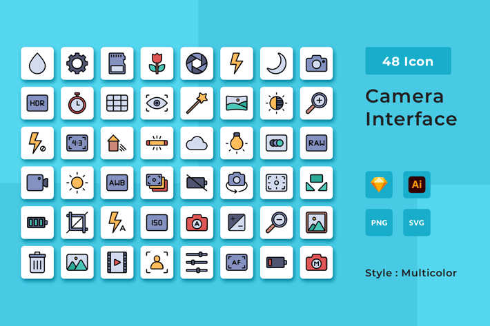 Camera Interface Multicolor Style Icon Pack
