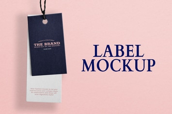 Label tags mockup with pink pastel background